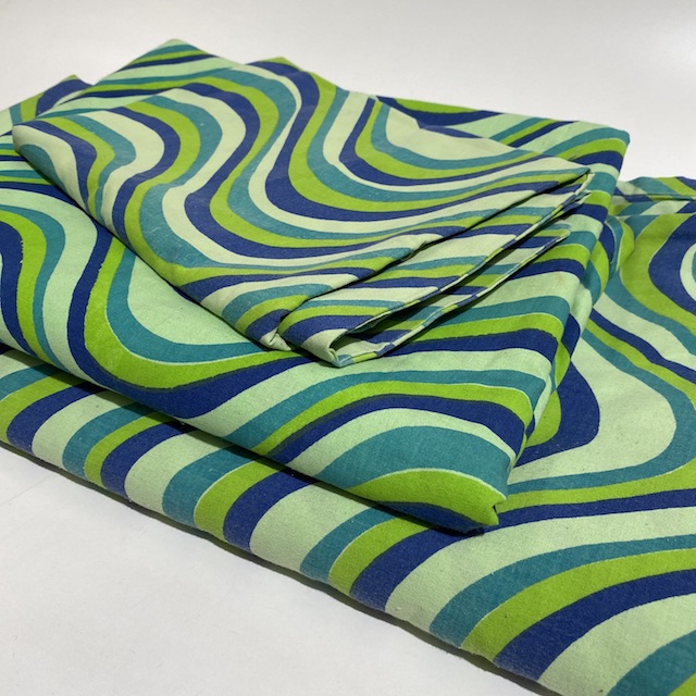 SHEET SET, Retro Green Blue Swirl (Quilt, Sheet, 2 Pillowcases) - Double
